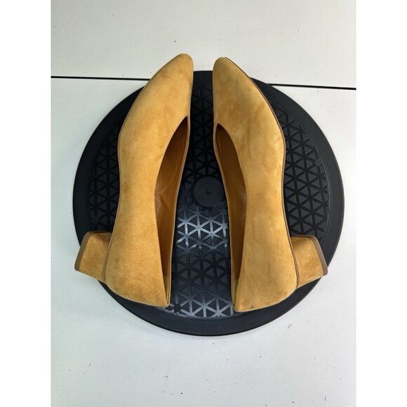 Everlane The V Heel Sz 6 Yellow Mustard Suede Almond Toe Slip On Shoe Pump - Picture 10 of 10